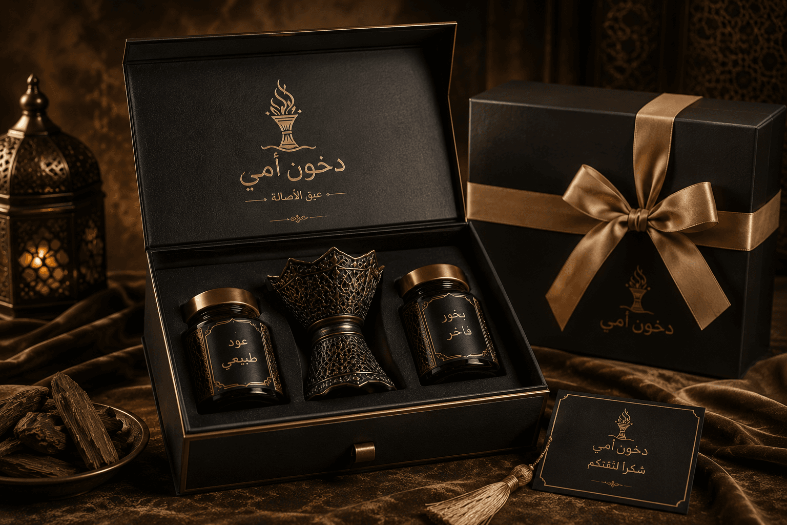 تغليف فاخر لمنتجات العود والبخور من دخون أمي