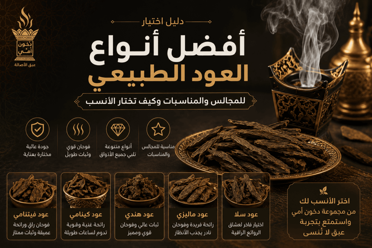 أفضل أنواع العود الطبيعي للمجالس والمناسبات من متجر دخون أمي